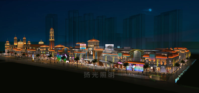 商業廣場照明設計鳥瞰圖